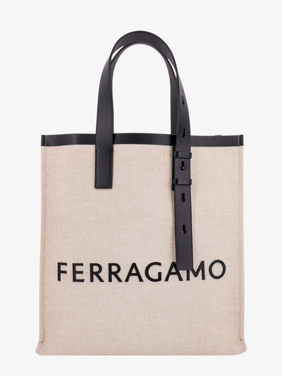 Ferragamo Tote Bag With Signature In Beige