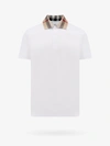 Burberry Check-collar White Polo Shirt With Three-button Placket In White