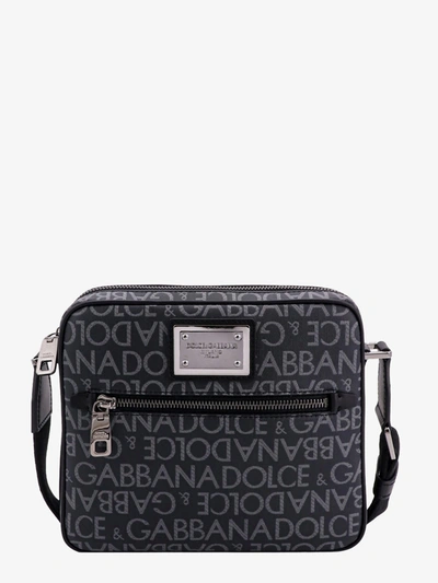 Dolce & Gabbana Logo-print Jacquard Zipped Shoulder Bag In Black