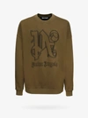 Palm Angels Organic Cotton Sweatshirt With Embroidered Monogram In Brown