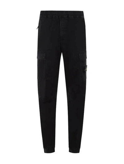 Stone Island Men's Stretch Cotton Cargo Pants In Black