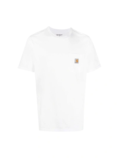 Carhartt Logo-patch Organic-cotton T-shirt In White