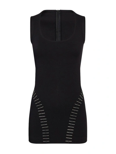 Alaïa Pin Embroidered Wool Knit Mini Dress In Black