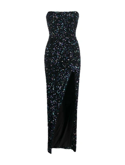 Balmain Evening Dress With Sequins In Black