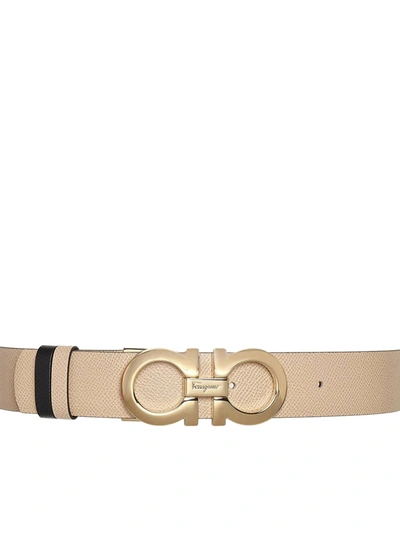 Ferragamo Gancini Reversible And Adjustable Belt In Brown