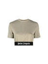 Palm Angels Cropped Gold-colored T-shirt In Metallic