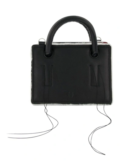 Dentro Mini Otto Safe Leather Bag With Strap In Black