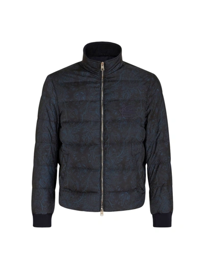 Etro Padded Down Jacket In Blue