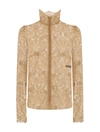 Dolce & Gabbana Sheer-lace High-neck Bouse In Nude & Neutrals