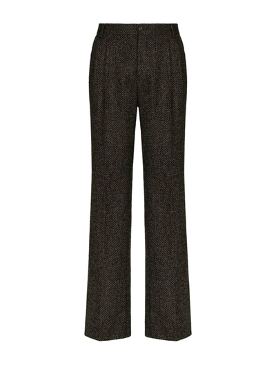 Dolce & Gabbana Stretch Alpaca And Wool Straight-leg Trousers In Black