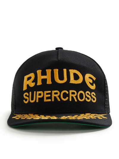 Rhude Supercross Embroidered Trucker Hat In Black