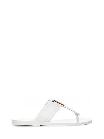 Tom Ford Logo-plaque Open-toe Sandals In Blanco