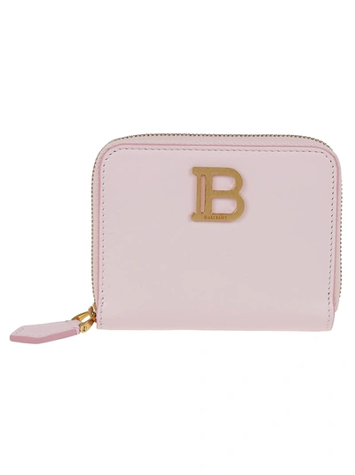 Balmain Bbuzz Zipped Wallet-calfskin In Rosado