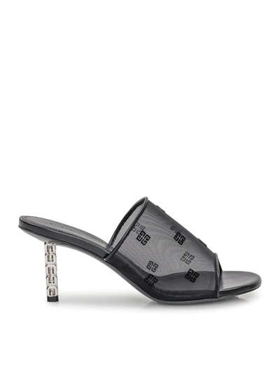 Givenchy G-cube 70 Leather And Mesh Mules In Black