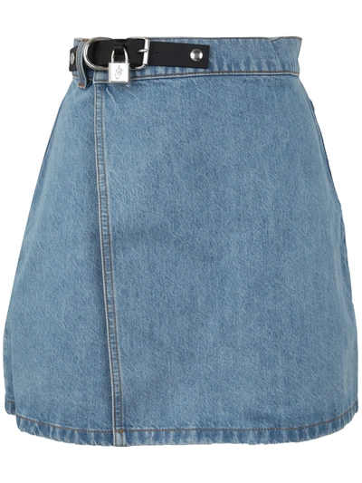 Jw Anderson Padlock Mini Denim Skirt In Blue