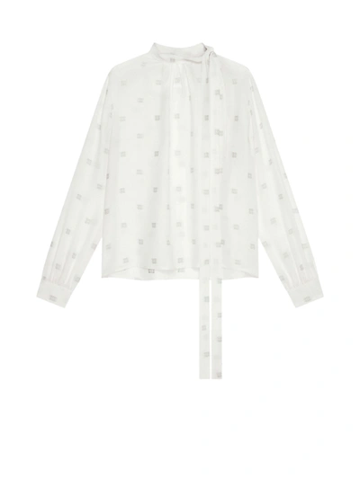 Givenchy 4g Silk Blouse In White Silvery