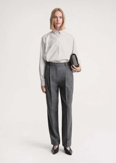 Totême Signature Cotton Shirt White/brown In White,brown