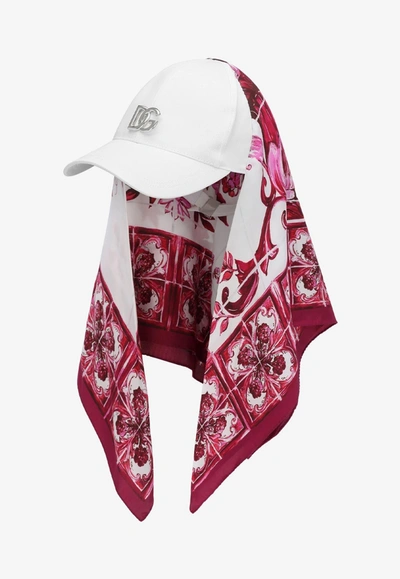 Dolce & Gabbana Baseball Cap With Majolica-print Scarf In Multicolor