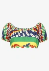 DOLCE & GABBANA CARRETTO PRINT CROPPED TOP