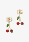 Dolce & Gabbana Earrings With Dg Logo And Cherries In Gold