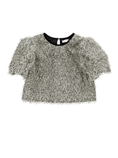 Monnalisa Babies'   Lurex Fringed Top In Silver