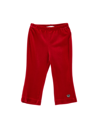 Monnalisa Warp-knit Chenille Jazz Pants In Ruby Red