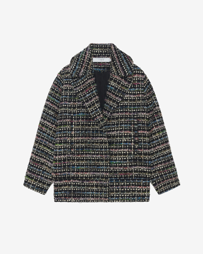 Iro Manteau Multicolore En Tweed Judit In Black