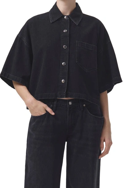 Agolde Rona Intense Boxy Crop Shirt