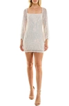 Speechless Sequin Fringe Long Sleeve Minidress In Wtird