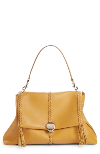 Chloé Medium Penelope Leather Bag In Dusty Gold 743