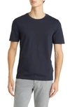 Hugo Boss Slim-fit T-shirt In Structured Cotton With Double Collar In Dark Blue