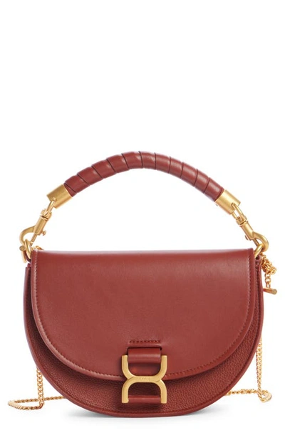 Chloé Marcie Leather Shoulder Bag In Sepia Brown