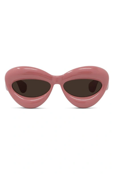 Loewe Fashion Show Inflate Cat Eye Sunglasses, 55mm In Pnko/brn