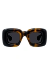Loewe Fashion Show Inflatable  Lw40098i 52a Square Sunglasses In Dark Havana