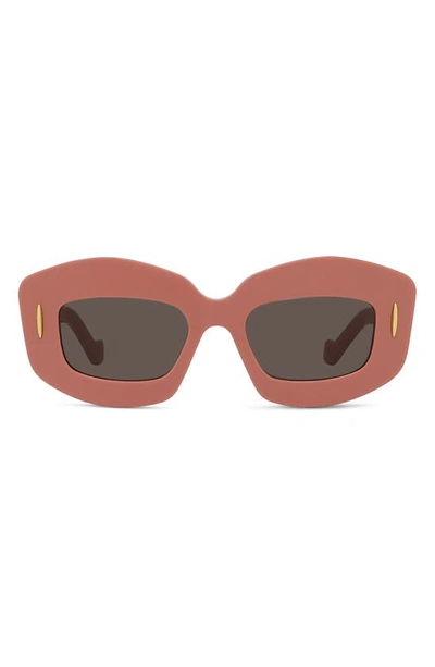 Loewe Silver Screen 49mm Rectangular Sunglasses In Rose