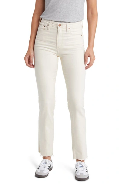 Ag Saige High Waist Raw Hem Straight Leg Jeans In One Year Soft Sands