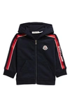 MONCLER KIDS' FRONT ZIP STRETCH COTTON HOODIE