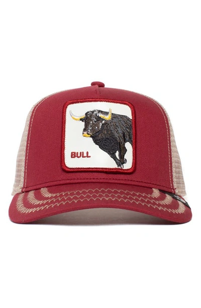 Goorin Bros The Bull Trucker Hat W/ Patch In Red,multi