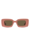 Loewe Anagram Beveled Acetate Rectangle Sunglasses In Shiny Pink / Brown