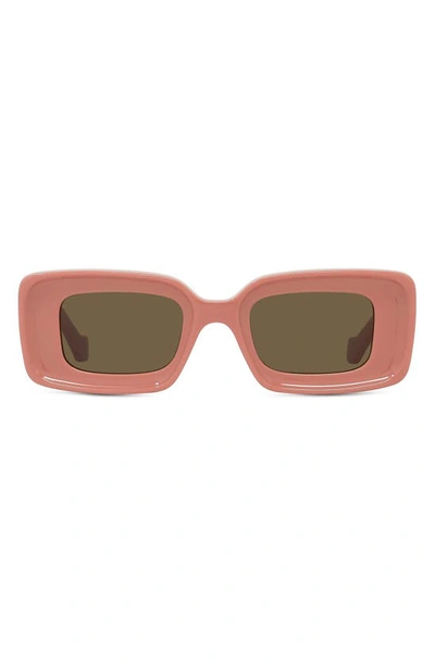 Loewe Anagram Beveled Acetate Rectangle Sunglasses In Shiny Pink / Brown