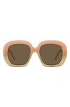 Loewe Curvy 53mm Square Sunglasses In Shiny Pink / Brown