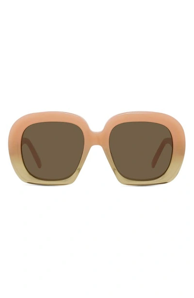 Loewe Curvy 53mm Square Sunglasses In Shiny Pink / Brown