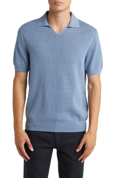 Reiss Thames - Porcelain Blue Slim Fit Knitted Cotton Shirt, L