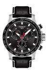 TISSOT SUPERSPORT CHRONOGRAPH LEATHER STRAP WATCH, 45.5MM