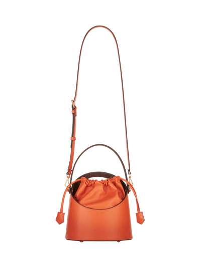 Etro Small Saturno Leather Top Handle Bag In Orange
