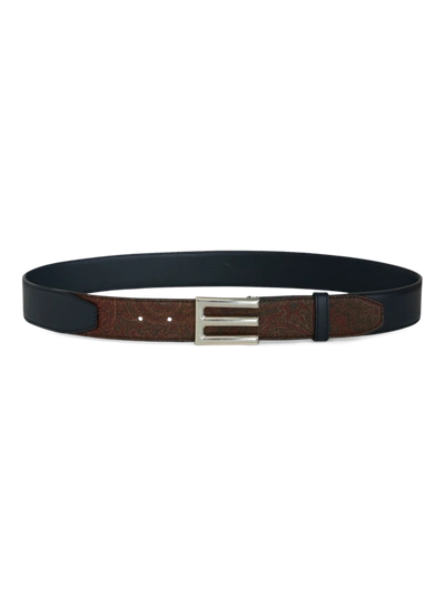 Etro Belt With Paisley Edge In Navy Blue