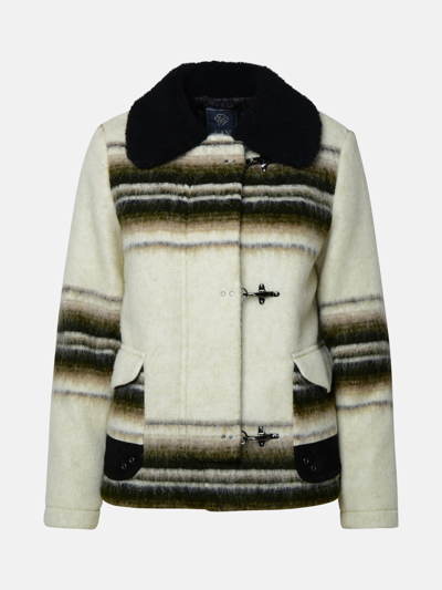 Fay Ivory Wool Blend Jacket In Multi