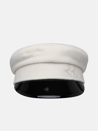 Ruslan Baginskiy Baker Boy Ivory Wool Hat In White