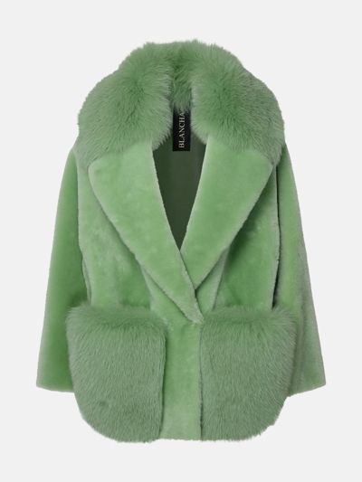Blancha Green Leather Fur Coat