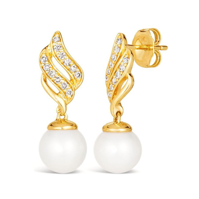 Le Vian Ladies Wisdon Pearls Earrings Set In 14k Honey Gold In Yellow